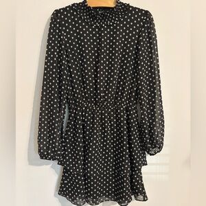 Crystal Doll Black with dot pattern long sleeve dress